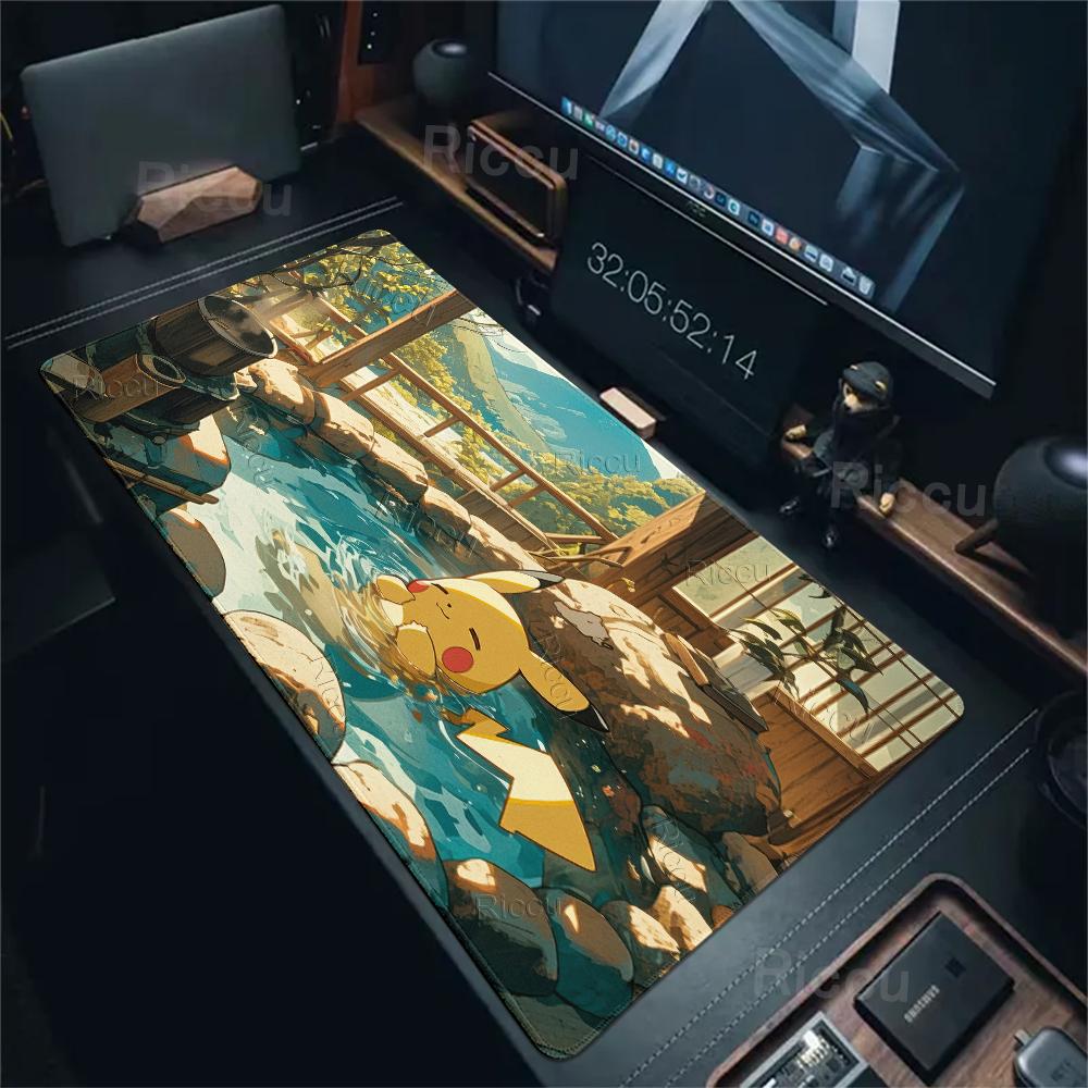 Mouse Pad Large Size P-Pikachu Aesthetics Computer keyboard Gaming Accessories Desk Mat Locking Edge Gamer Carpet Anime Tablemat