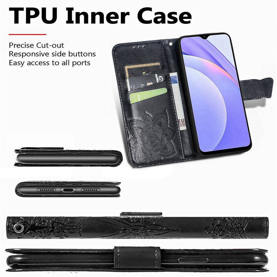 Butterfly Leather Flip Case For Vivo Y21D Y21 Y27 Y39 Y35 Y16 V30 V40 Y29 Y18 Y28 Y04 Y70 V23 5G V25 V29 V60 Lite V27 Y17S Y31 Y36 Wallet Cover