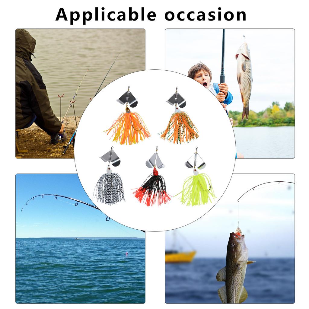 5 sztuk przynęt powierzchniowych Swim Jig ze spinnerem przynęty na bass przynęty obrotowe Metalowy spinnerbait Jig