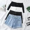 Damen 608 Weit geschnittene Jeans-Shorts: Hohe Taille, Figurschmeichelnde A-Linie, Perfekt für den Sommer 2022