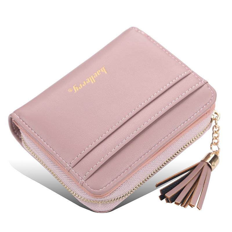 Womens Short Wallet Pu Leather Multicard Holder With Tassel Decoration For Daily Use