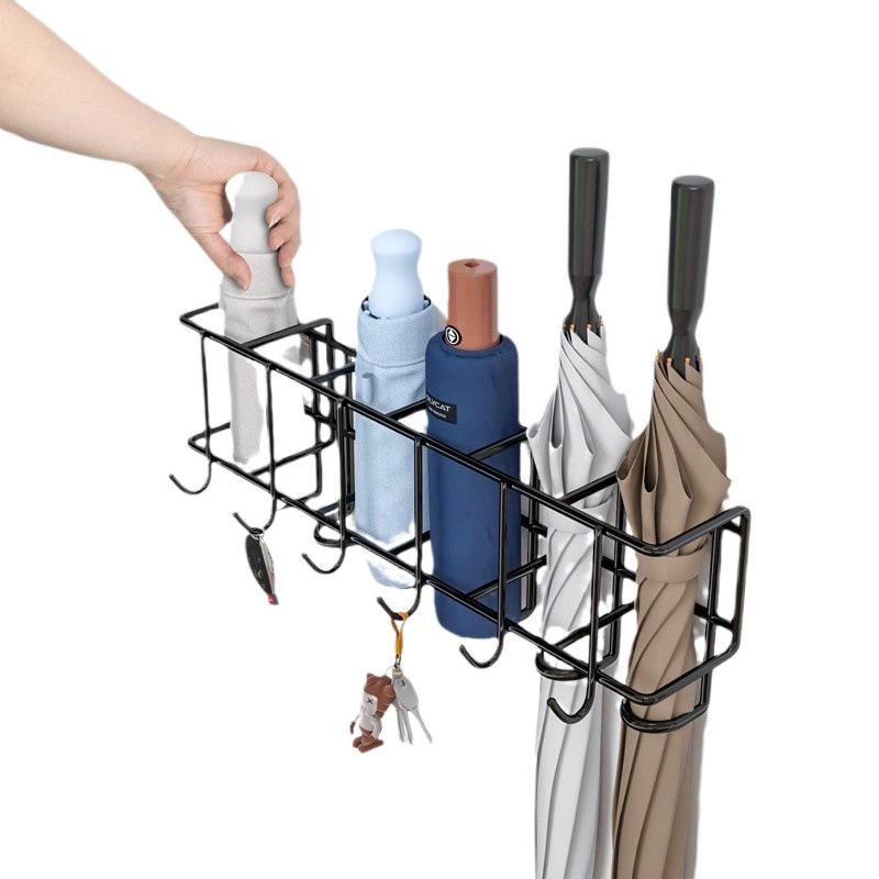 Wall-Mounted No-Punch Umbrella Rack: Large Capacity Doorway Holder