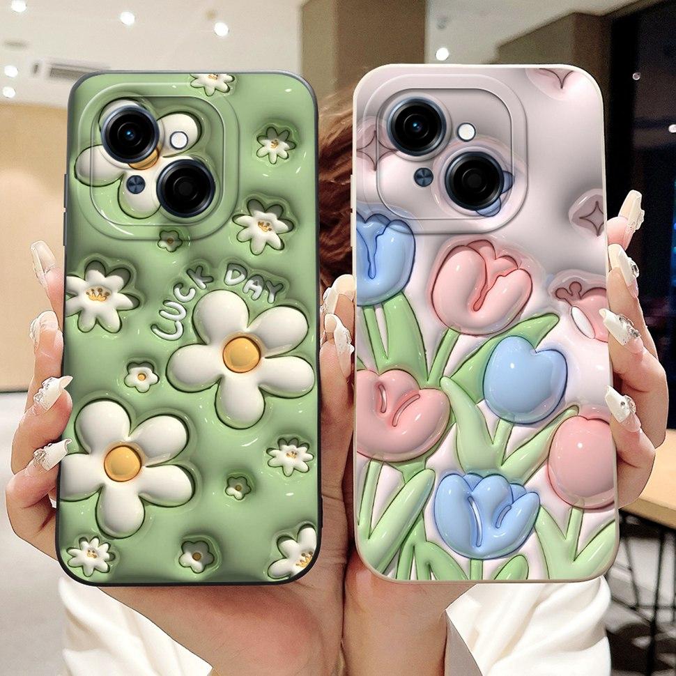 For Tecno Spark Go 1 Case 6.67" Beautiful Flower Painted Cover Soft Silicone Phone Case For Tecno SparkGo 1 Go1 Capa Coque