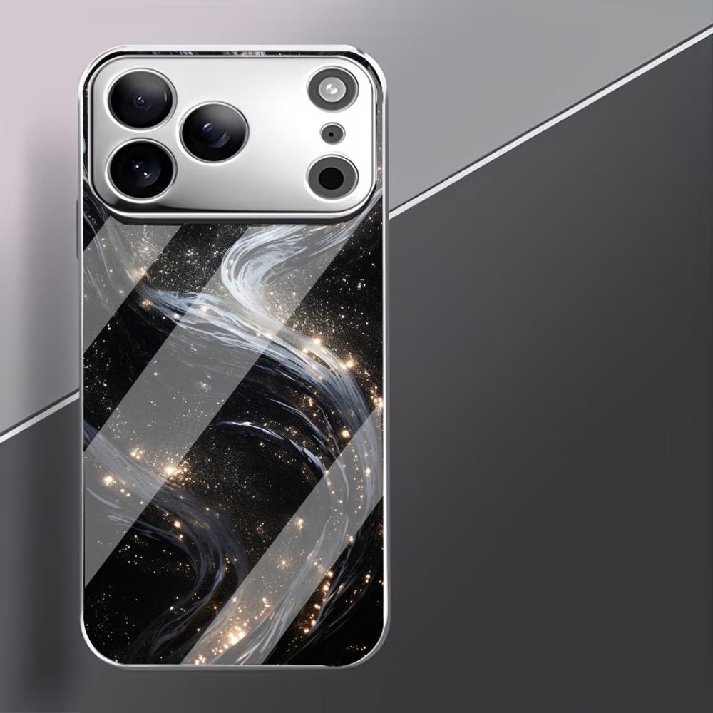 Traveling through galaxy fashion phone cases carcasa Smartphone Glass Phone Case for iPhone 17 16 15 14 13 12 pm Pro Plus fundas