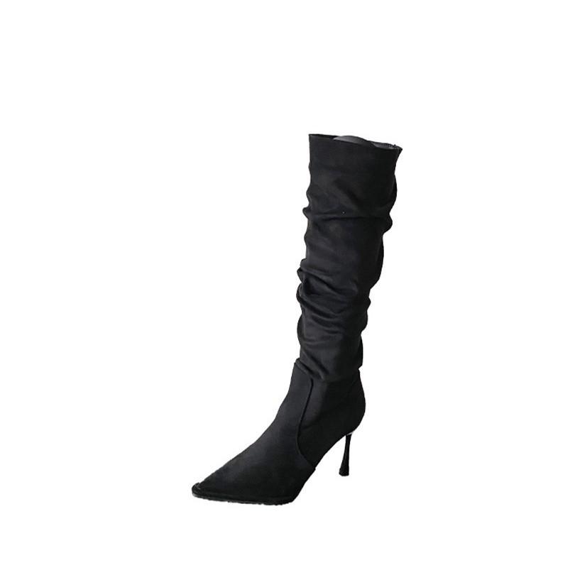 2025 autumn and winter new pointed thin boots but knee boots women's suede stiletto long tube fashion knight women's boots