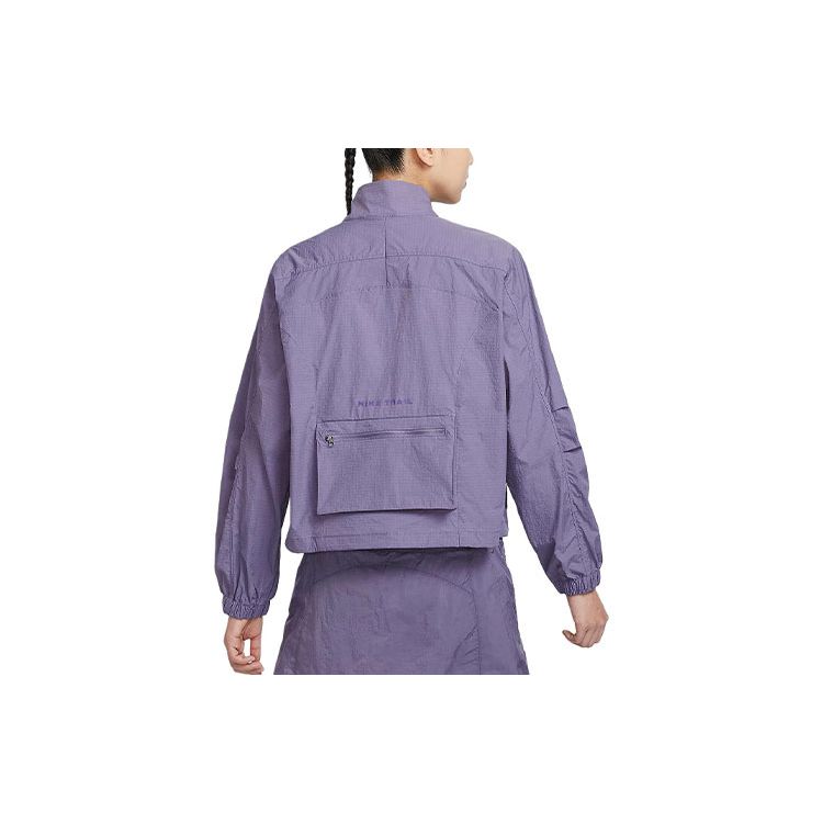 Nike Trail Repel Bedrucktes Logo Stehkragen Wasserdichte Sonnenschutzjacke Damen Oberbekleidung Morgengrauen-Tiefpurpur FN5926-509