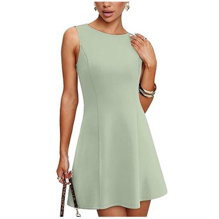Club Party Mini Dress for Women Round Neck Sleeveless