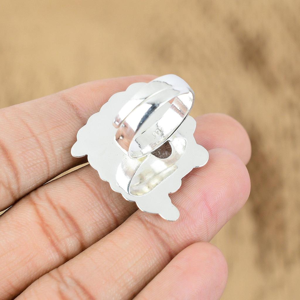 Gift For Her 925 Silver Natural Crystal Quartz Gemstone Promise Adjustable Ring