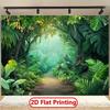 2D Flat 1pc- Tropical Jungle Forest Natural Scenery Polyester Fabric Photography Background and Party Banner
