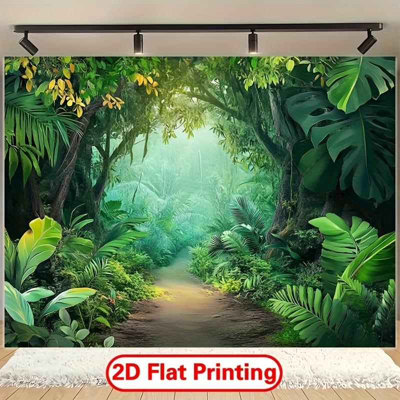 2D Flat 1pc- Tropical Jungle Forest Natural Scenery Polyester Fabric Photography Background and Party Banner