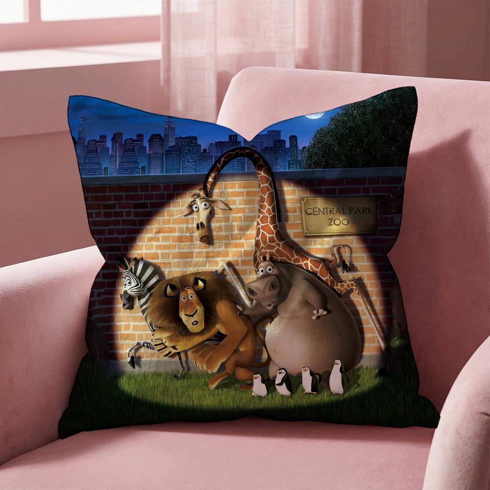 Movie M-MadagascarS Cushion Cover Multi-Scene Pillow Cover for Home & Car - Reversible, Soft & Durable for Daily Use