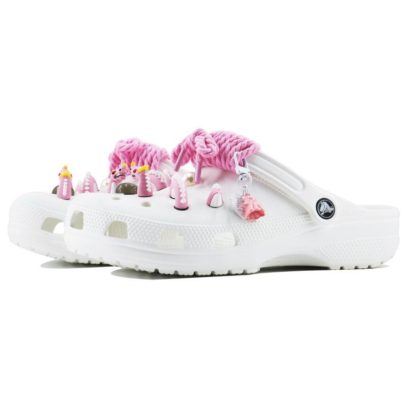 Crocs Classic clog Joylong SDS Cute Cartoon Casual Beach Hole Shoes Unisex White