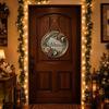 Christmas Wreath Welcome Door Sign Round Plaque Holiday Party Decoration for Indoor Outdoor