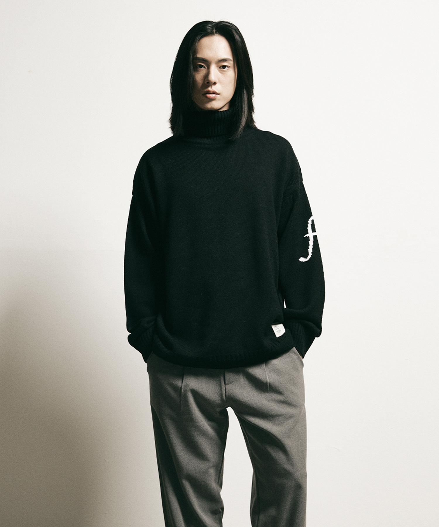 Pep Studio F Logo Wool Turtleneck (Black) Black/L