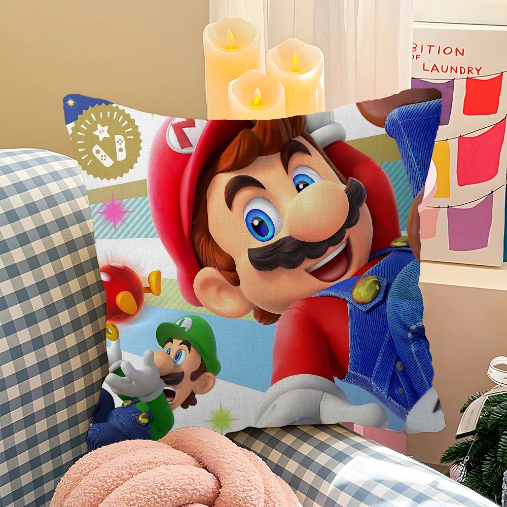 Game M-Mario-O Cartoon Pillow Anime Pillow Sofa Bed Head Pillow Cover Cushion Cover 45X45 Cm Fashion