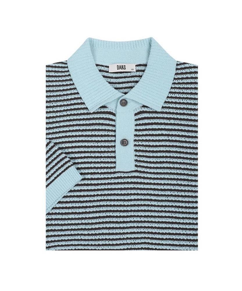 Dagseusyeocheu Striped Short Sleeve Collared Knit Brown_Dls1Swts107W1