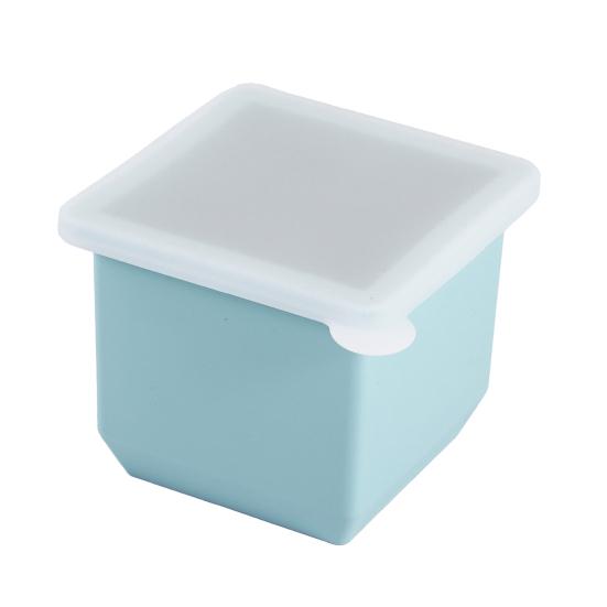 

Large Square Ice Cube Tray with Lid Food-Grade Silicone Mold for Freezer Easy-Release Stackable Ice Cube Maker Home Bar Essential синий
