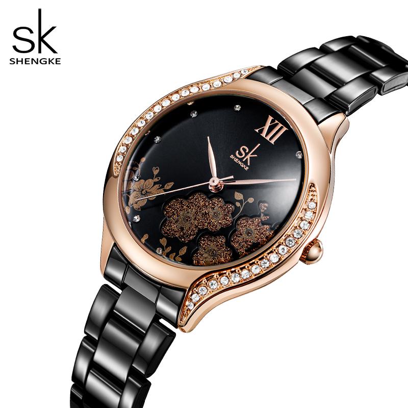 SHENGKE New Women's Watch Top Luxury Bracelet Watches Women Quartz Wristwatches Fashion Clock For Lady
