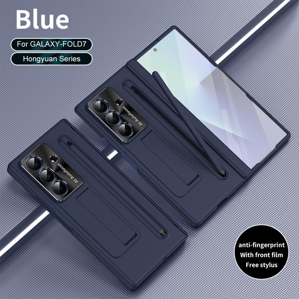 Fashion Bracket Phone Case For Samsung Galaxy Z Fold 7 5G Fold6 Front Protection Film PC Hard Shell Hinge With S Pen Back Cover