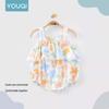 Youqi Newborn Summer Triangle Romper - Thin Style Baby Bodysuit with Straps, Class A, Size 6