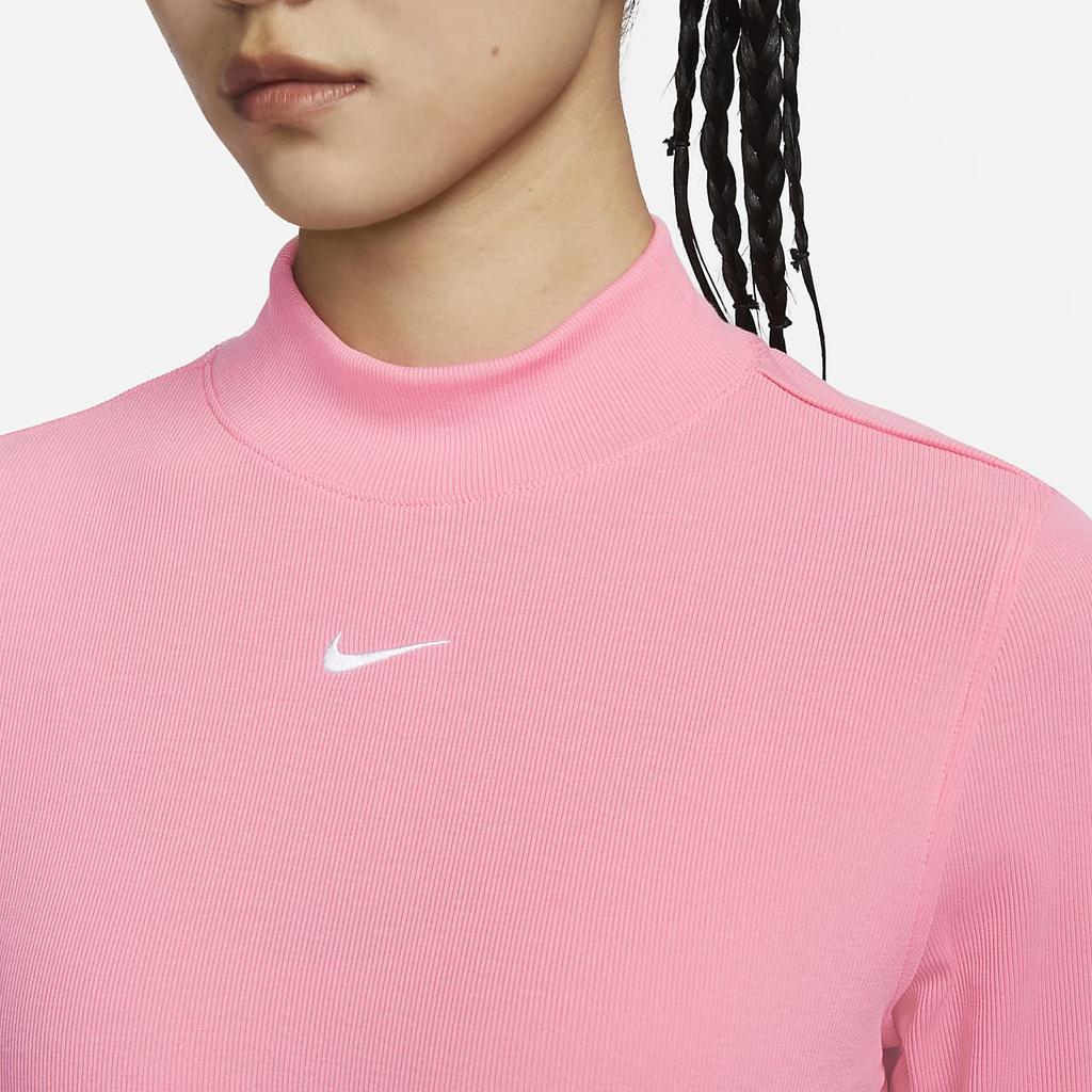 Nike Sportswear Essentials Solid Polo Short Sleeve T-Shirt Women Tops Coral-Pink DV7959-611