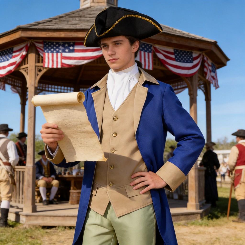 Costume Cosplay Jour de l'Indépendance Américaine Pour Hommes En Tissu Polyester Pour Spectacles de Scène Anime