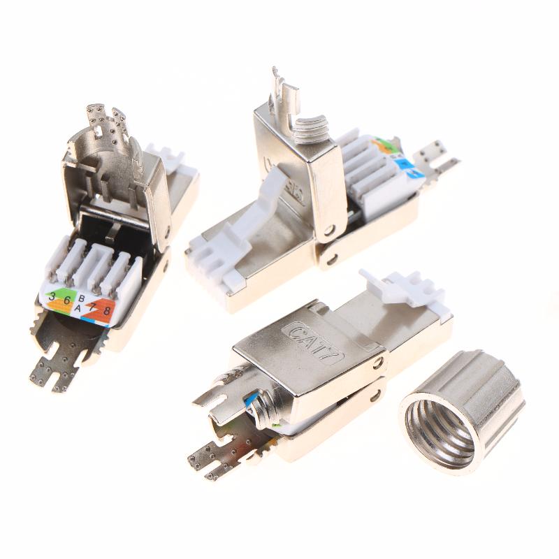 1Pc Cat7 Cat6A Cat8 Rj45 Connector Tool-Free Zinc Alloy Shielded Ethernet Termination Plugs
