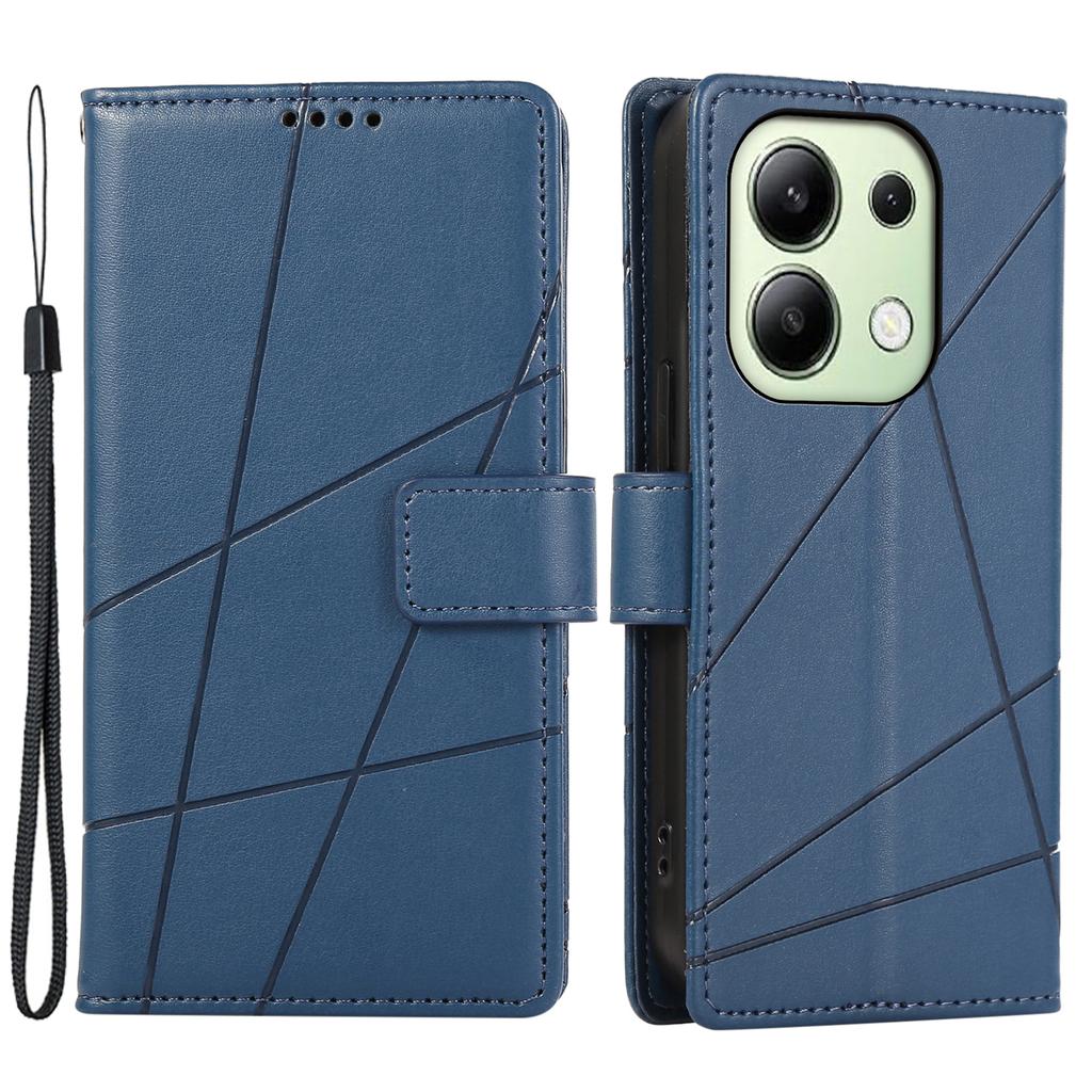 DF-06 For Xiaomi Redmi Note 13 4G Leather Case Line Imprinted Folio Cover