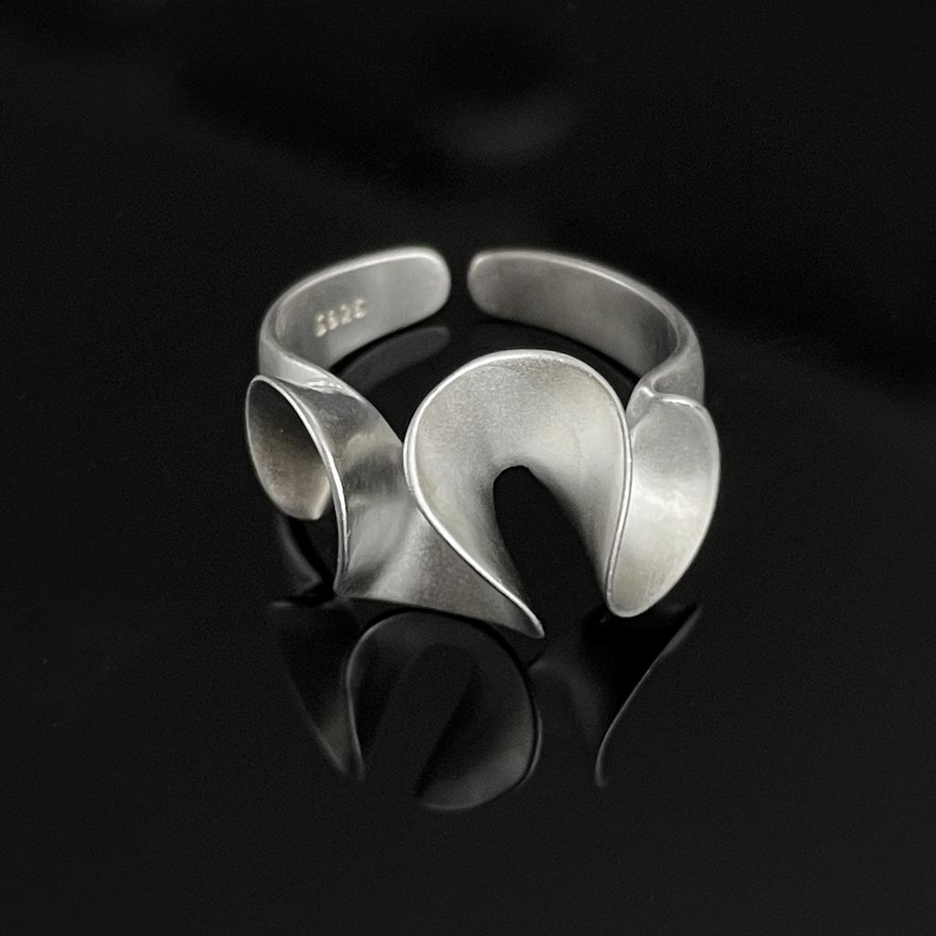 925 Silver Open Finger Ring Punk Heart Irregular Geometric Stackable For Women Girl Jewelry Gift Dropship