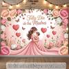 2D Pink Rose Mother's Day Backdrop, Latinx Mother's Day & Party Decoration