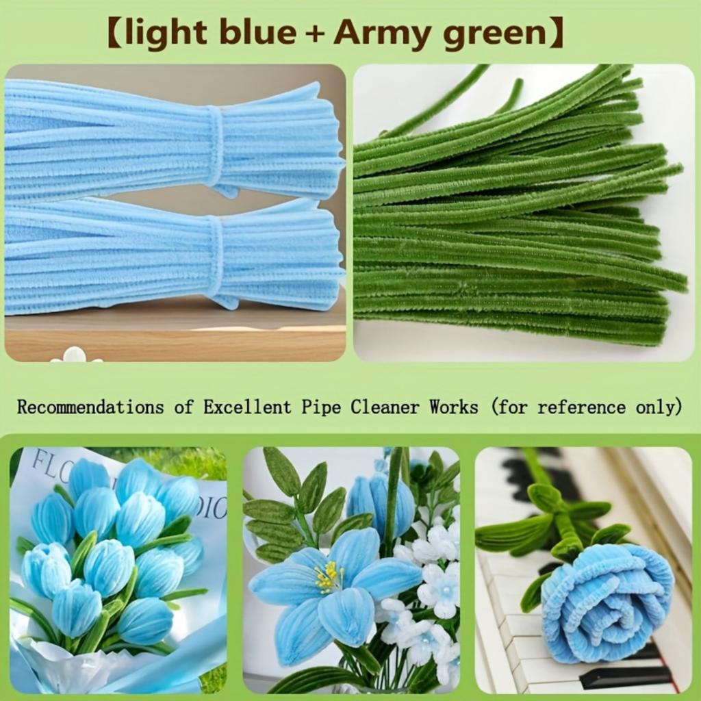 200 Pcs Pipe Cleaners Craft Supplies 2 Assortment Pastel  Color Chenille Stems for Art and Craft Project Creative DIY Decoration