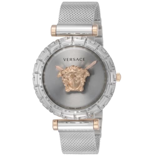 

Versace Palazzo Empire Watch, 37mm, Women s, Silver, Gray Dial, Stainless Steel, Sapphire Crystal, Quartz Movement, Swiss Watch VEDV00419