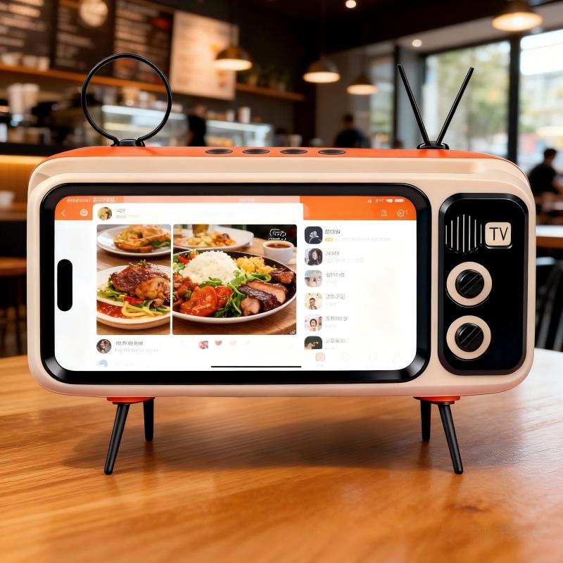 Retro TV Style Bluetooth Speaker and Phone Holder Stand