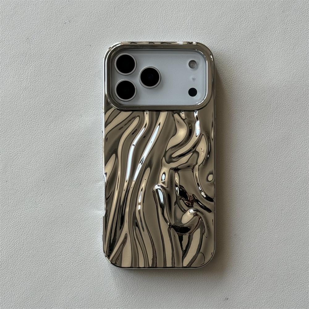 Electroplate 3D Solid Phone Case for Iphone 17 Air 16E 16 15 14 13 12 11 Pro Max Water Ripple Shockproof Tpu Soft Cover