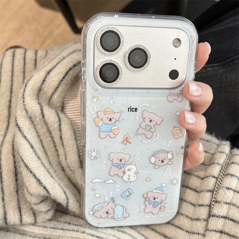 

Winter Snowflake Koala Lanyard for iPhone 17/16 Pro Max/15/14 Phone Case iPhone 16 Pro Max