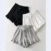 Women's Summer Lace Waffle Shorts: Elastic Waist, Lace-up, Ruffle Edge, Versatile Casual Sports Hot Pants