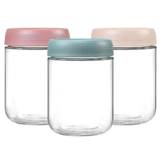 Yousheng 4Pcs/Set Airtight Overnight Oats Jars Glass Meal Prep Containers Stackable Mason Jars with Lids Leakproof Reusable Food Storage Jars