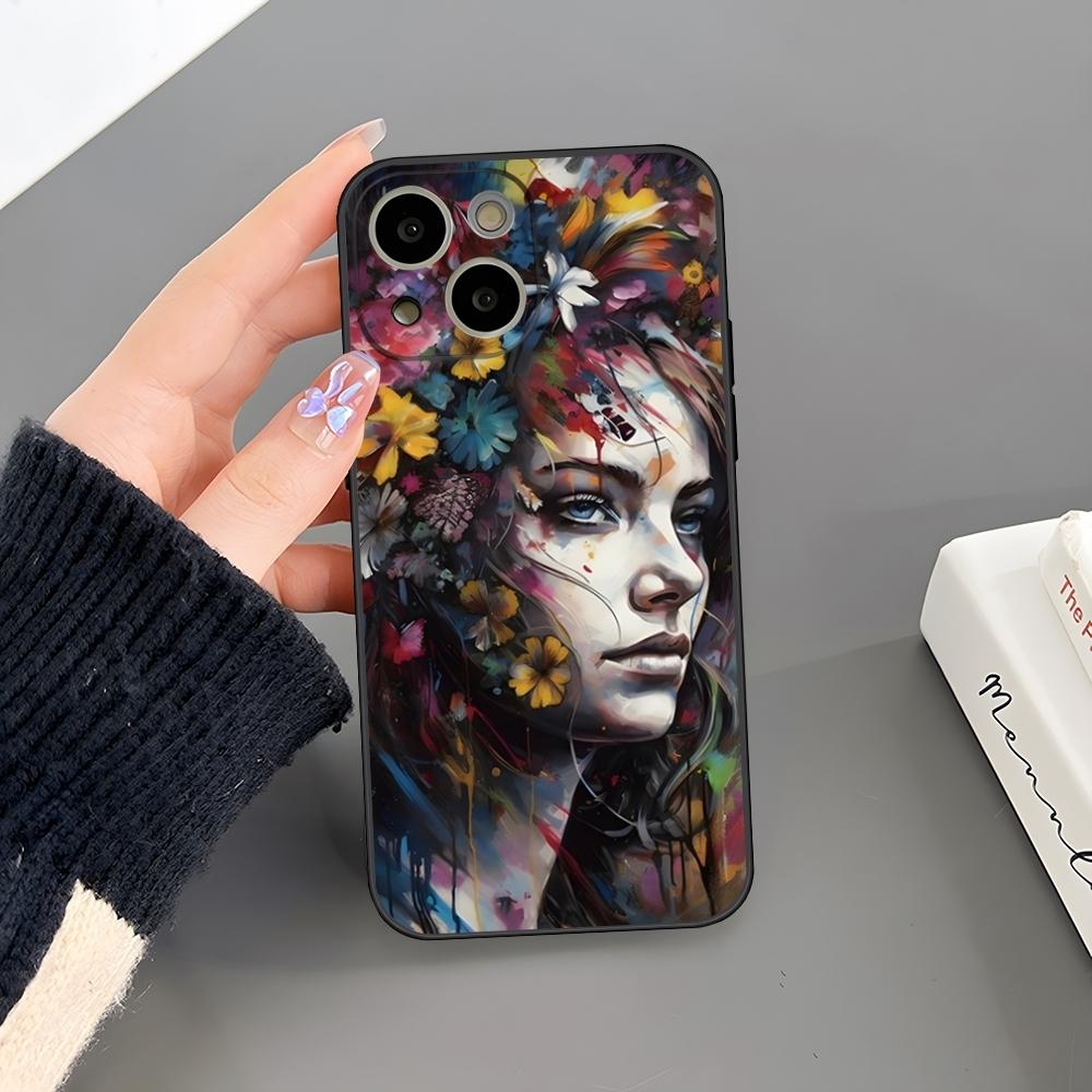 Abstract Flowers Girl Art Phone Case For Iphone 17 Air 15 Pro Max 14 Pro 16 Plus 12 13 11 Xr X Xs 8 7 Plus Back Cover
