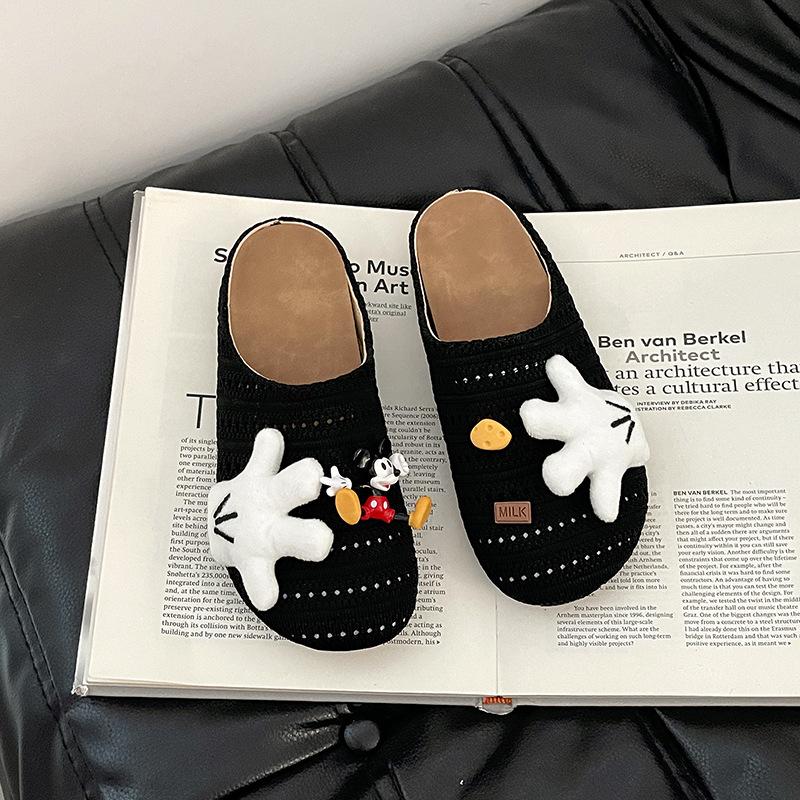 Sandali bassi casual retrò carini anime cartone animato Mickey Baotou drag moda estiva versatili da indossare pantofole fresche