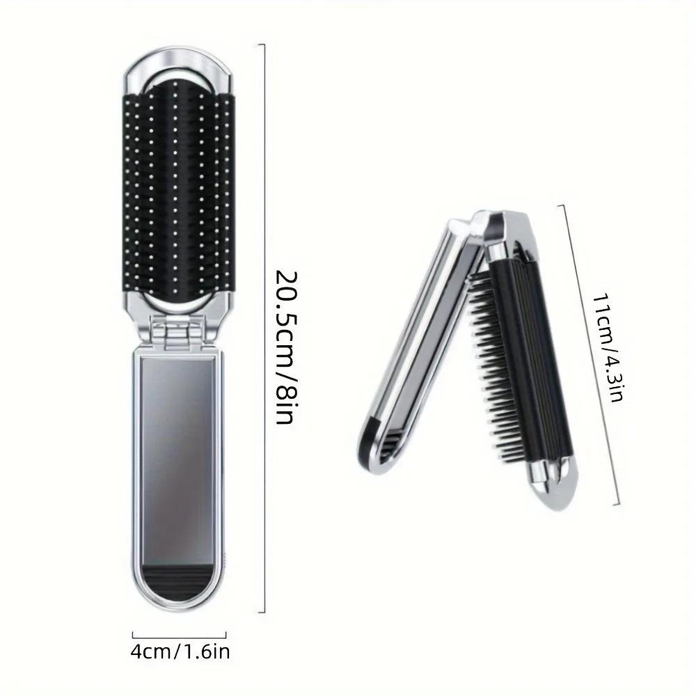 1pc Portable Stylish Mini Folding Women's Hair Brush Rubber Bristles for All Hair Types,Perfect for Travelling and Shopping