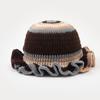 New Colorful Crochet Ruffle Brim Knit Bucket Hats Winter Woman Handmade Stretch Fisherman Cap Outdoor Warm Windproof Beanie Hat