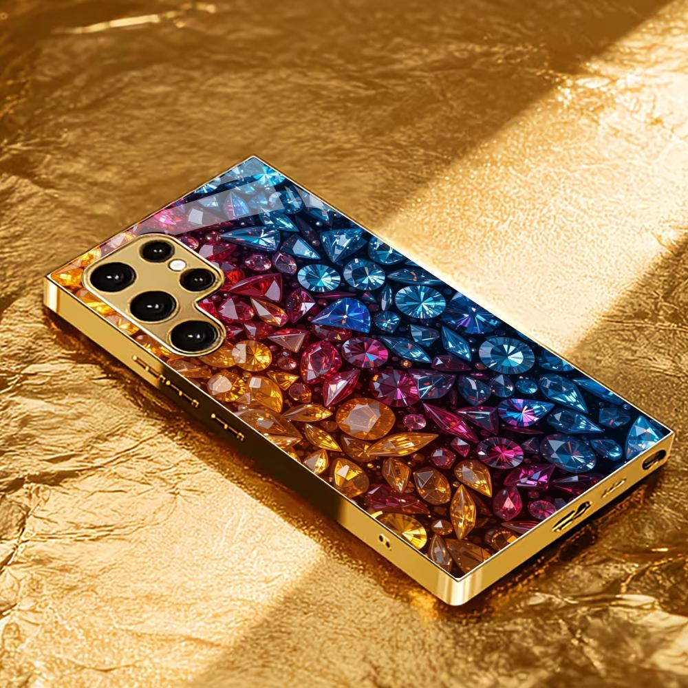 Gradual Crystal Simplicity High-end Electroplating Glass PhoneCase for Samsung Galaxy S26 S25 S24 S23 S22 S21 FE Ultra Plus