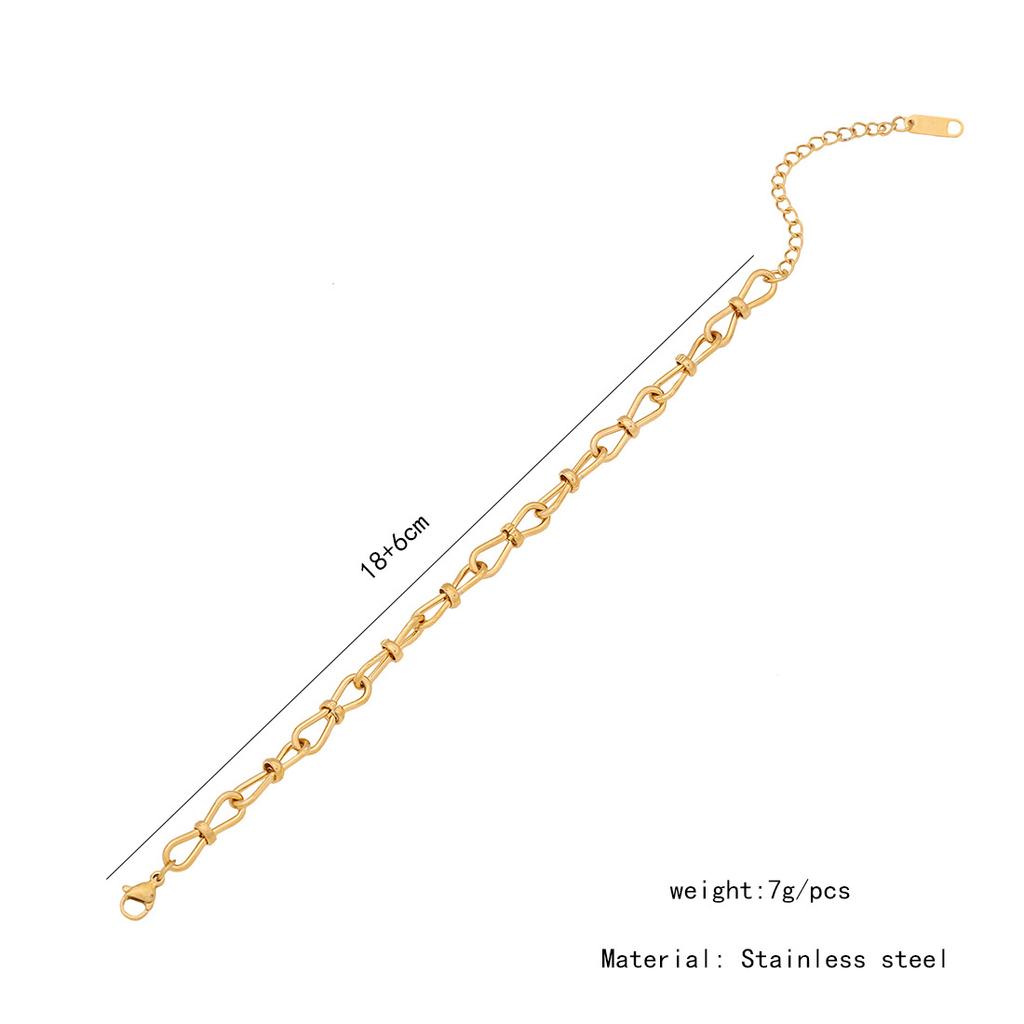 Punk Style Stainless Steel Gold Plated Chunky Chain Stackable Bracelet Women's Party Jewelry Gift