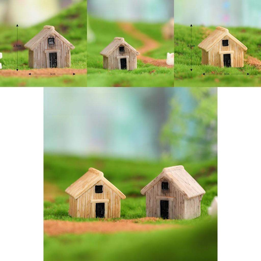 Adorable Resin Moss Micro Landscape Decor Wooden House Cute Diy Craft Ornament