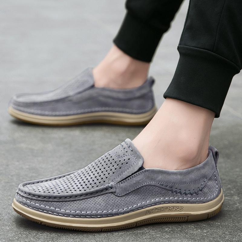FashionHollow Out Sommer Loafer Luxus Echtleder Herrenschuhe Wildleder Männliche Freizeitschuhe Atmungsaktive Soft Driving Schuhe Wanderschuhe