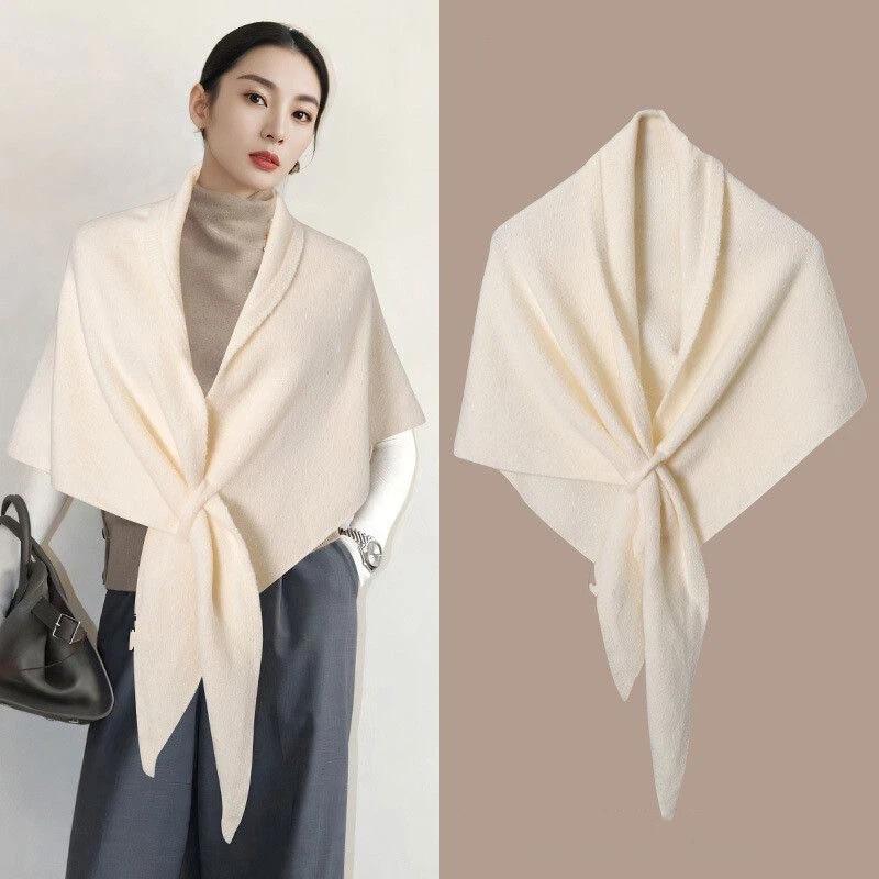Winter Women Shawl Wraps Cardigan Cape Wool Blend Triangle Shawl Scarf Thickened With Knitted Warm Shoulder