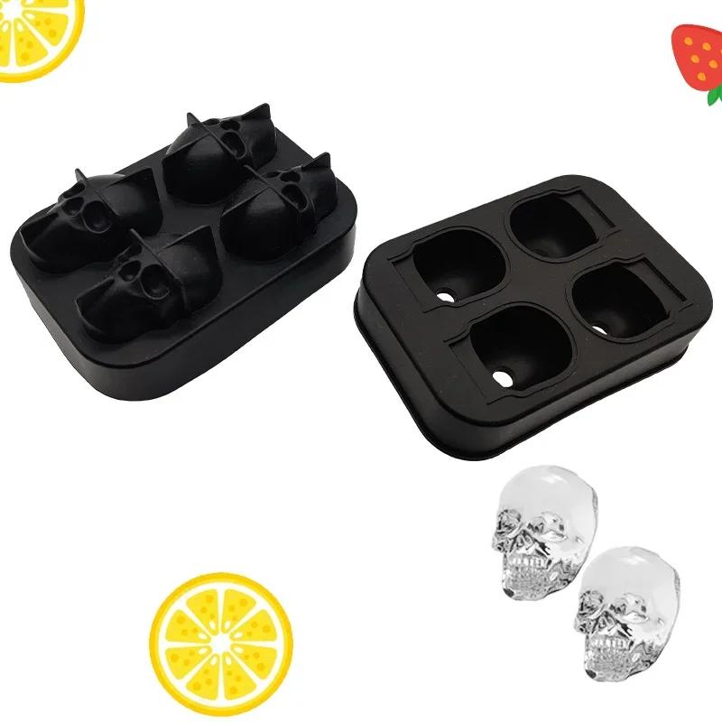 3D Skull Silicone Mold Ice Cube Maker 4-in-1 Chocolate Mould Tray Ice Cream DIY Tool Whiskey Wine Cocktail Ice Cube Best Sellers