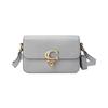 Studio 19 Solid Color Gold Buckle Logo Flip Closure Adjustable Shoulder Strap Cowhide One-shoulder Crossbody Bag Small Size Women's Gray