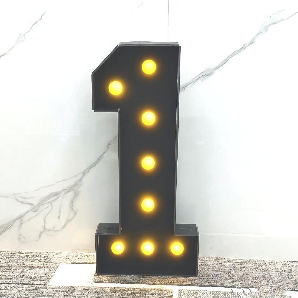 

With Yellow Light Black 3FT 91.5cm Marquee Numbers – Fits Birthdays, Anniversaries, Back-to-School & Retirements – Adorn with Balloons/Flowers Number 1