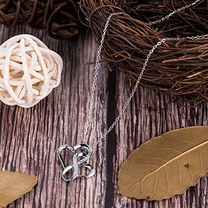 Necklace, Loving Mother And Child Double Heart Mother'S Day, High-End Heart Pendant Women'S Necklace